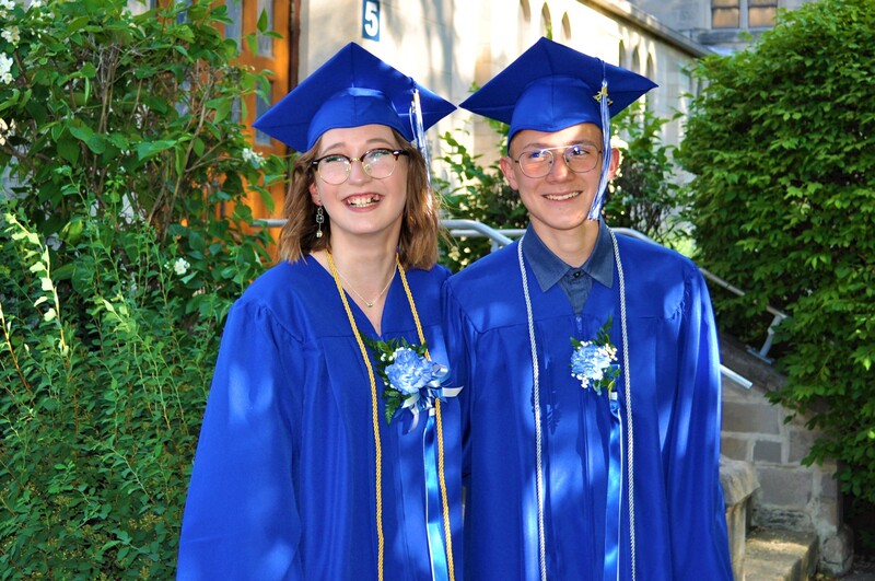 8th grade graduate/salutatorian, Emily, with fellow graduate, Landon